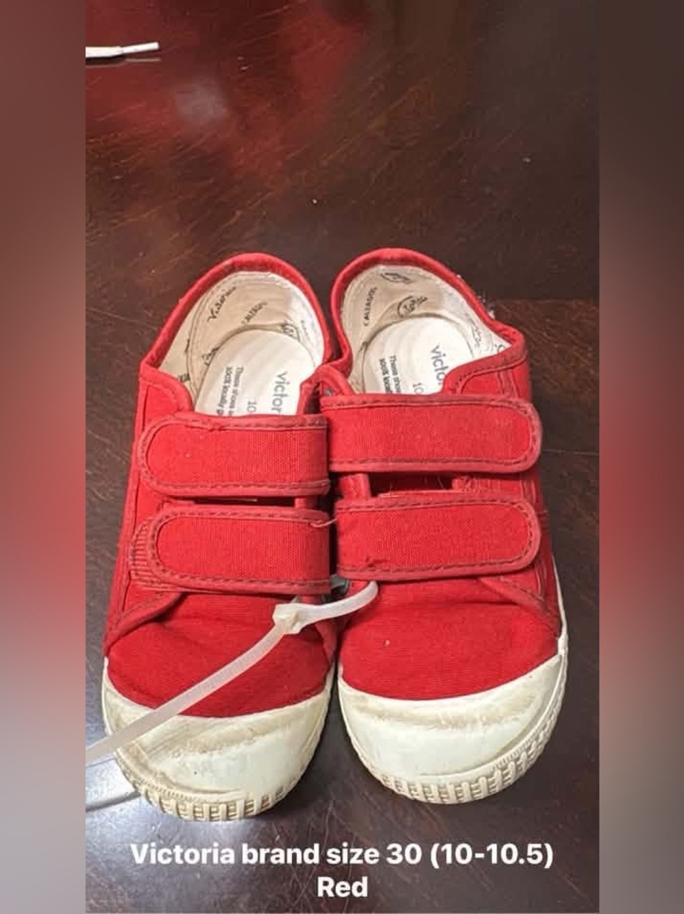 Victoria Brand  Red Canvas Double-Velcro Sneakers play condition